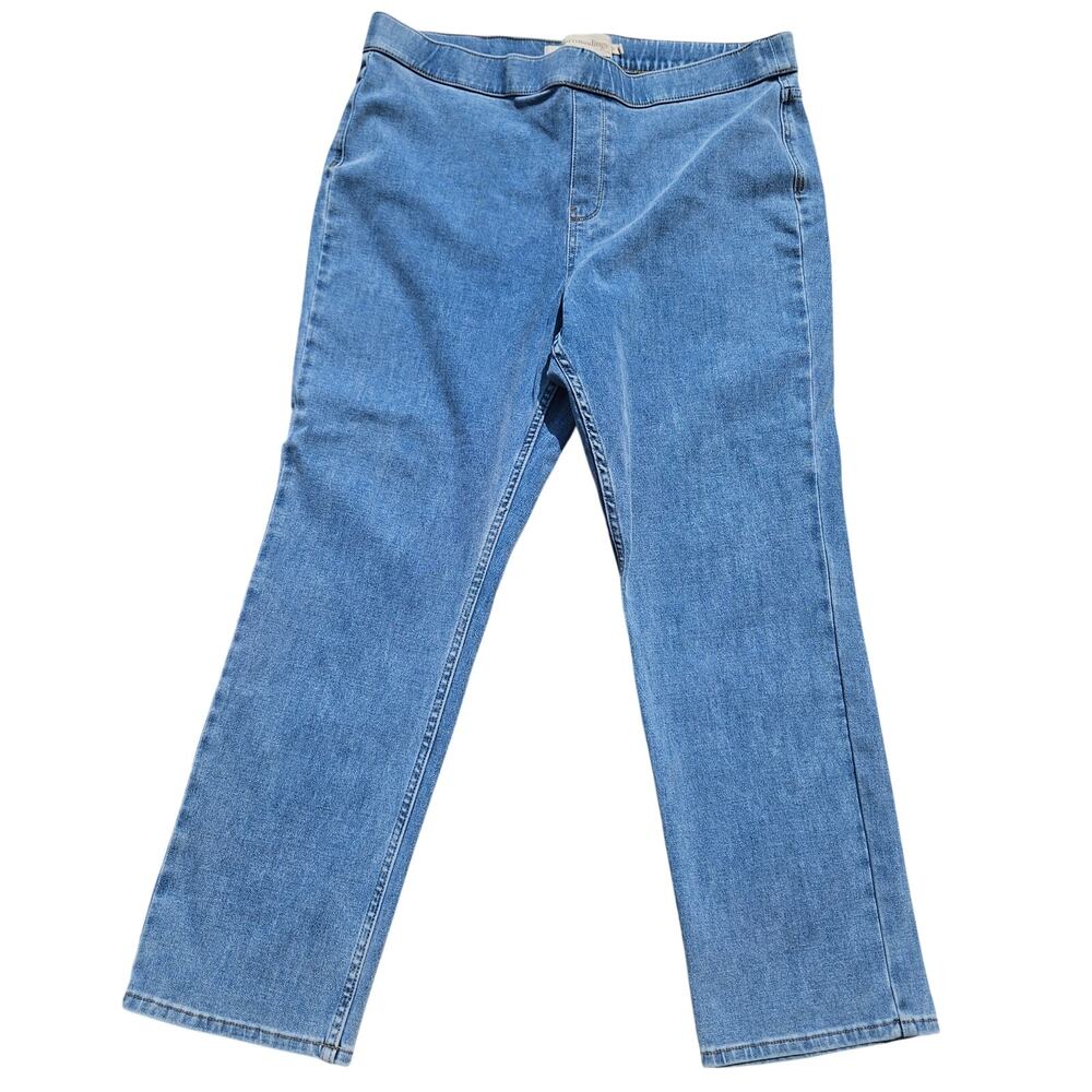 Soft Surroundings Pull On Straight Leg Jeans XL Stretch